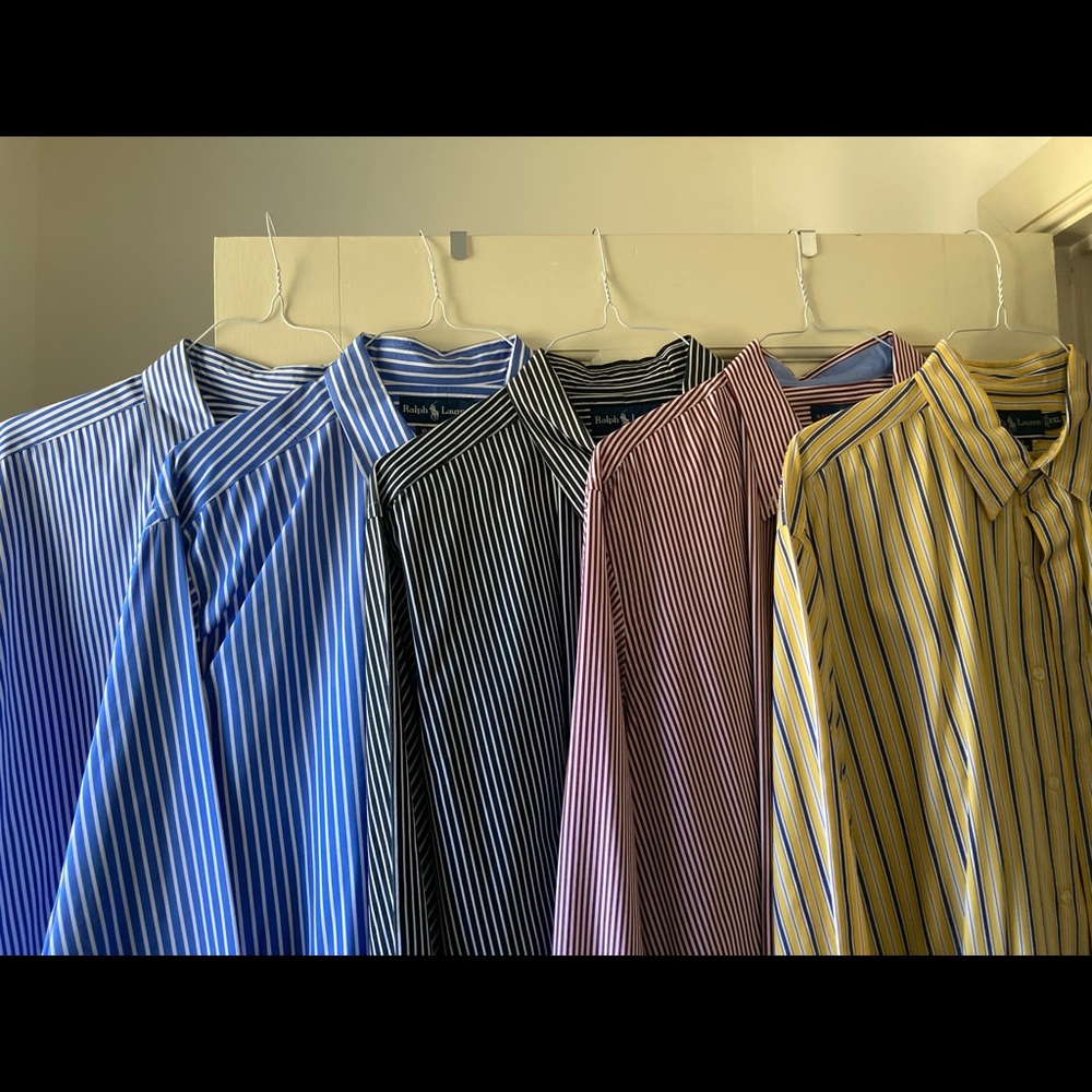 Lot 5 Ralph Lauren striped XXL LS Shirts. EUC.